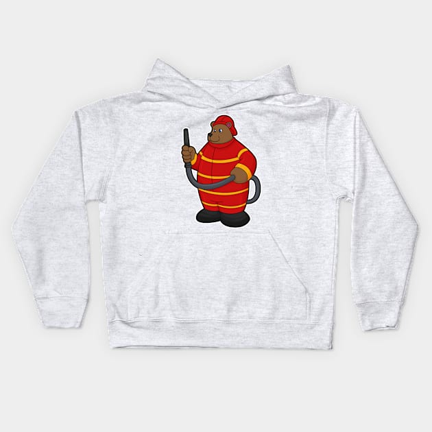 Bear as Firefighter with Hose Kids Hoodie by Markus Schnabel